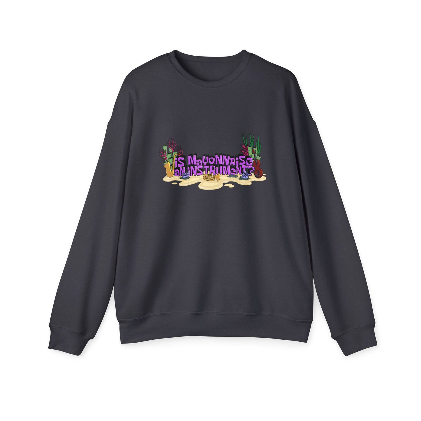 Is Mayonnaise an Instrument Nostalgic Cartoon Sweatshirt Dark Grey