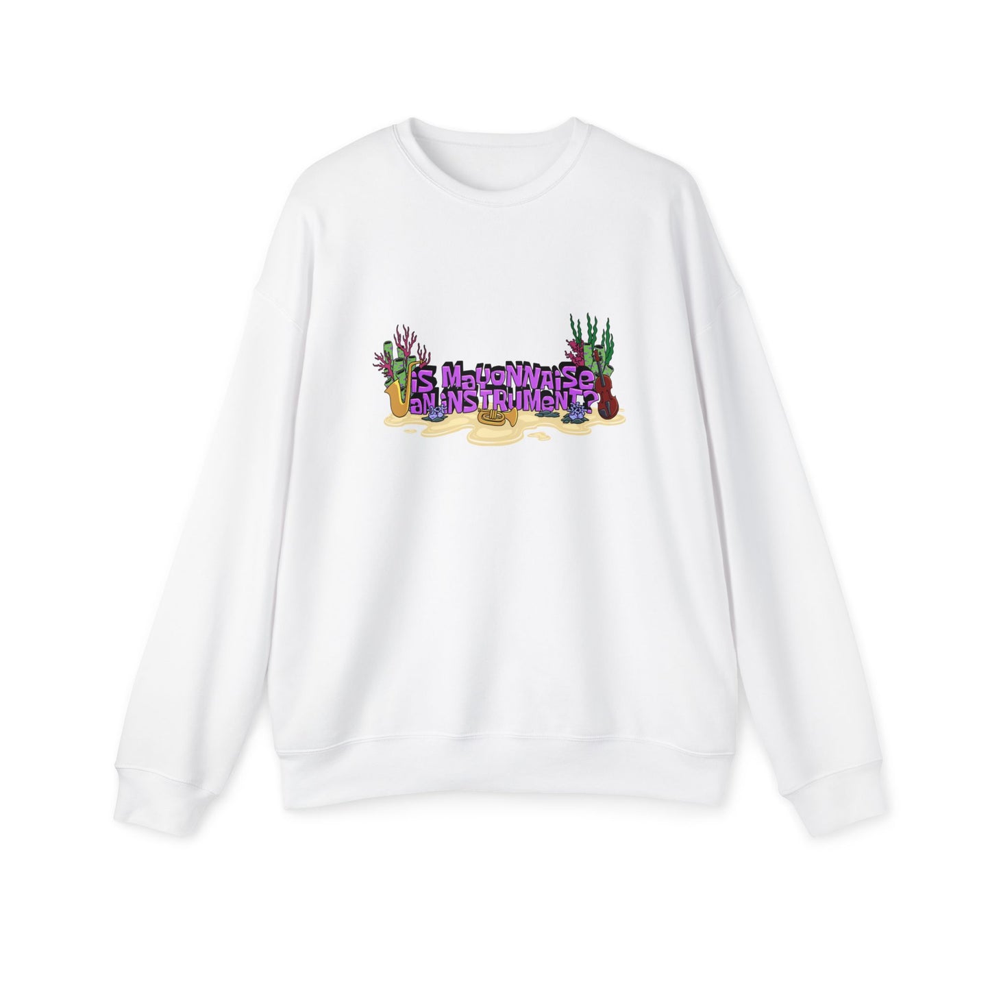 Is Mayonnaise an Instrument Nostalgic Cartoon Sweatshirt White