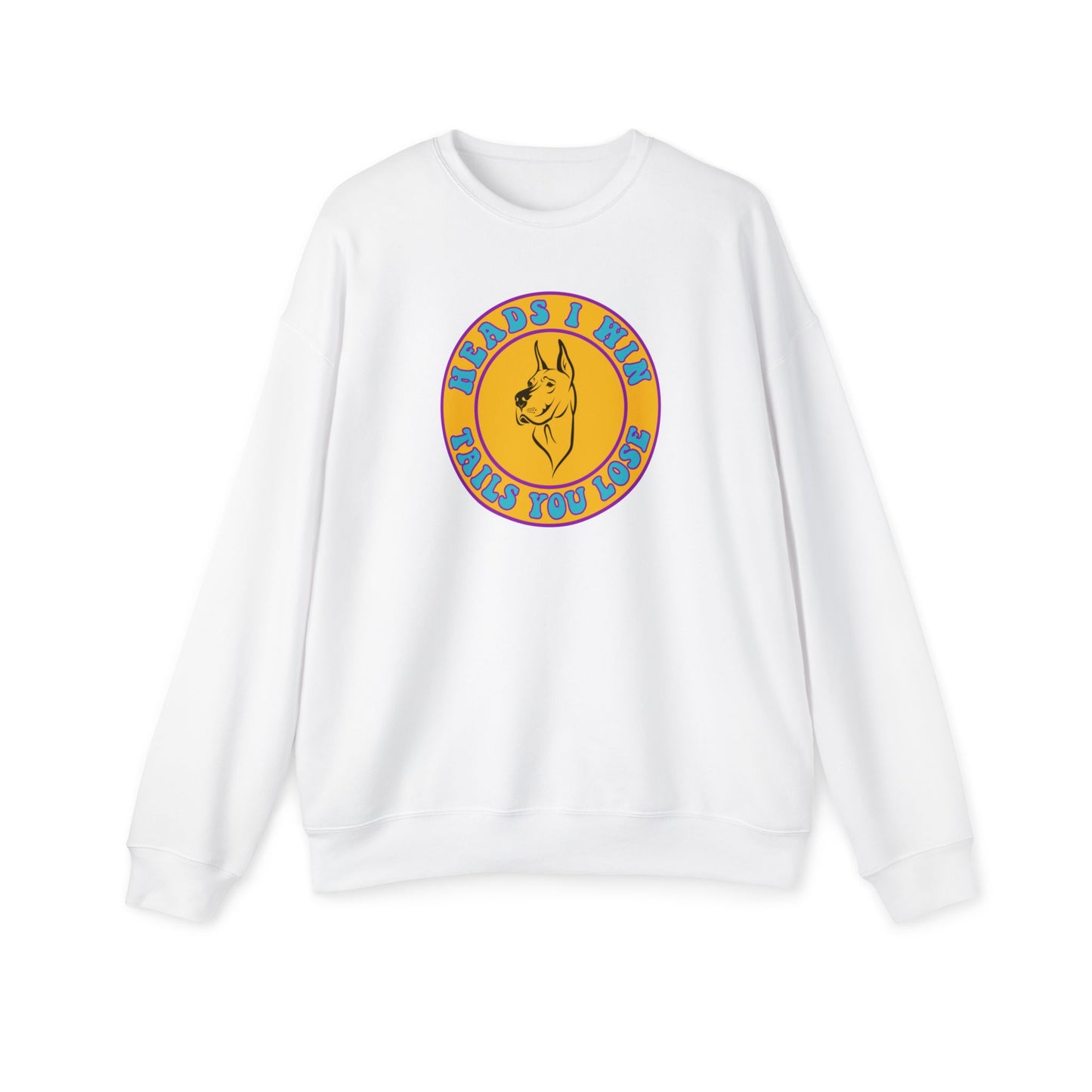 Heads I Win Nostalgic Cartoon Sweatshirt White