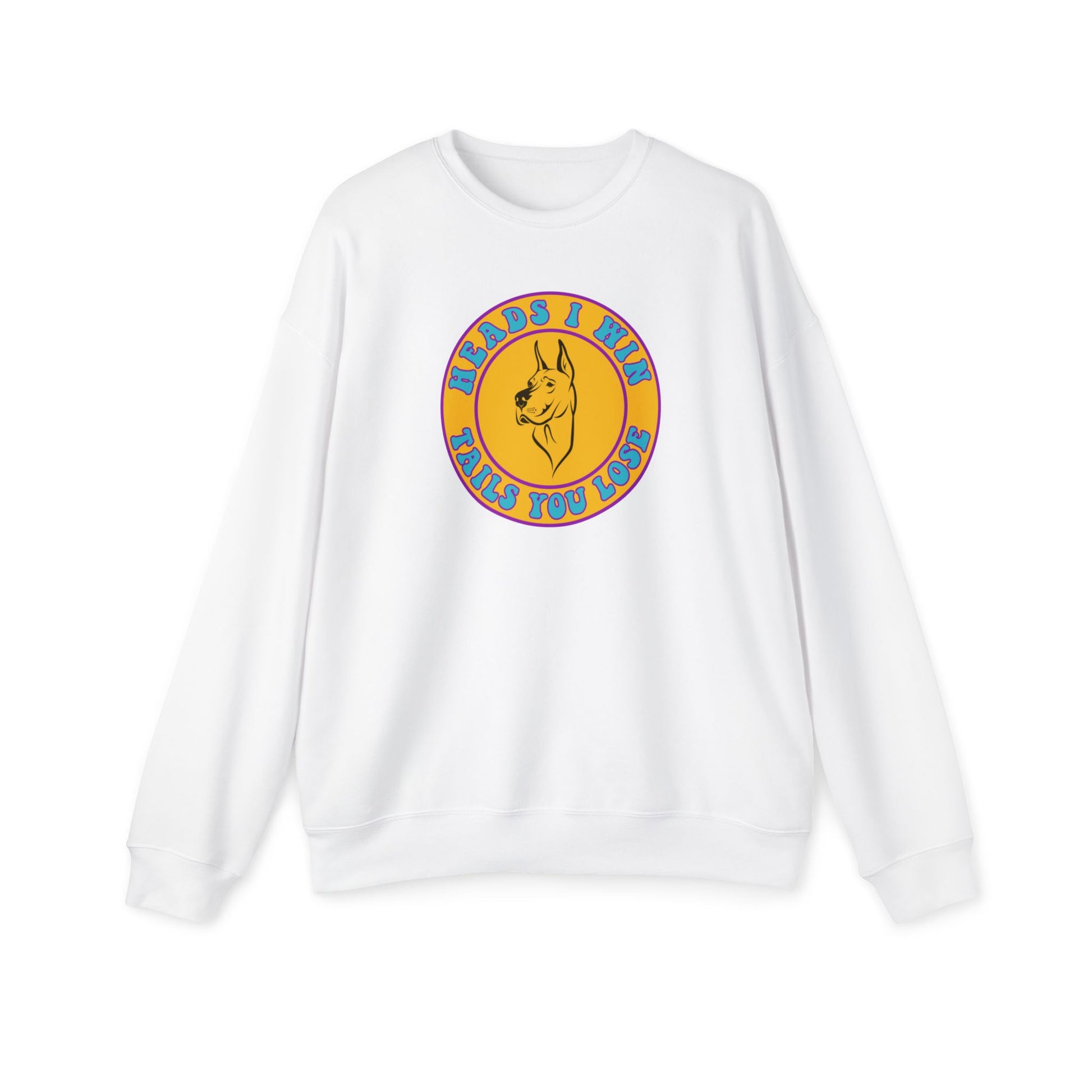 Heads I Win Nostalgic Cartoon Sweatshirt White