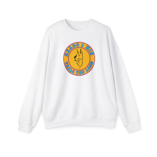 Heads I Win Nostalgic Cartoon Sweatshirt White