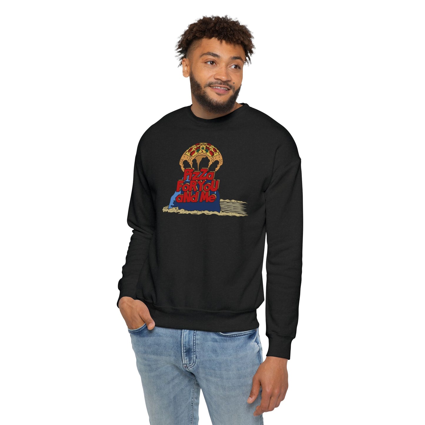 Pizza For You and Me Nostalgic Cartoon Sweatshirt