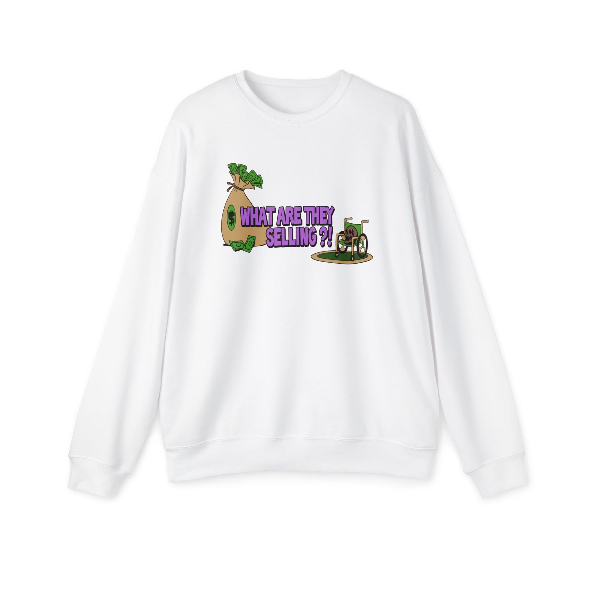 What Are They Selling Nostalgic Cartoon Sweatshirt White