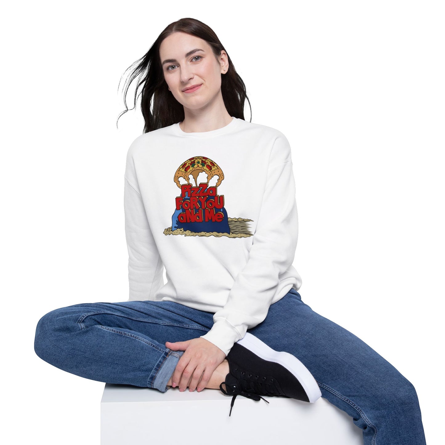 Pizza For You and Me Nostalgic Cartoon Sweatshirt