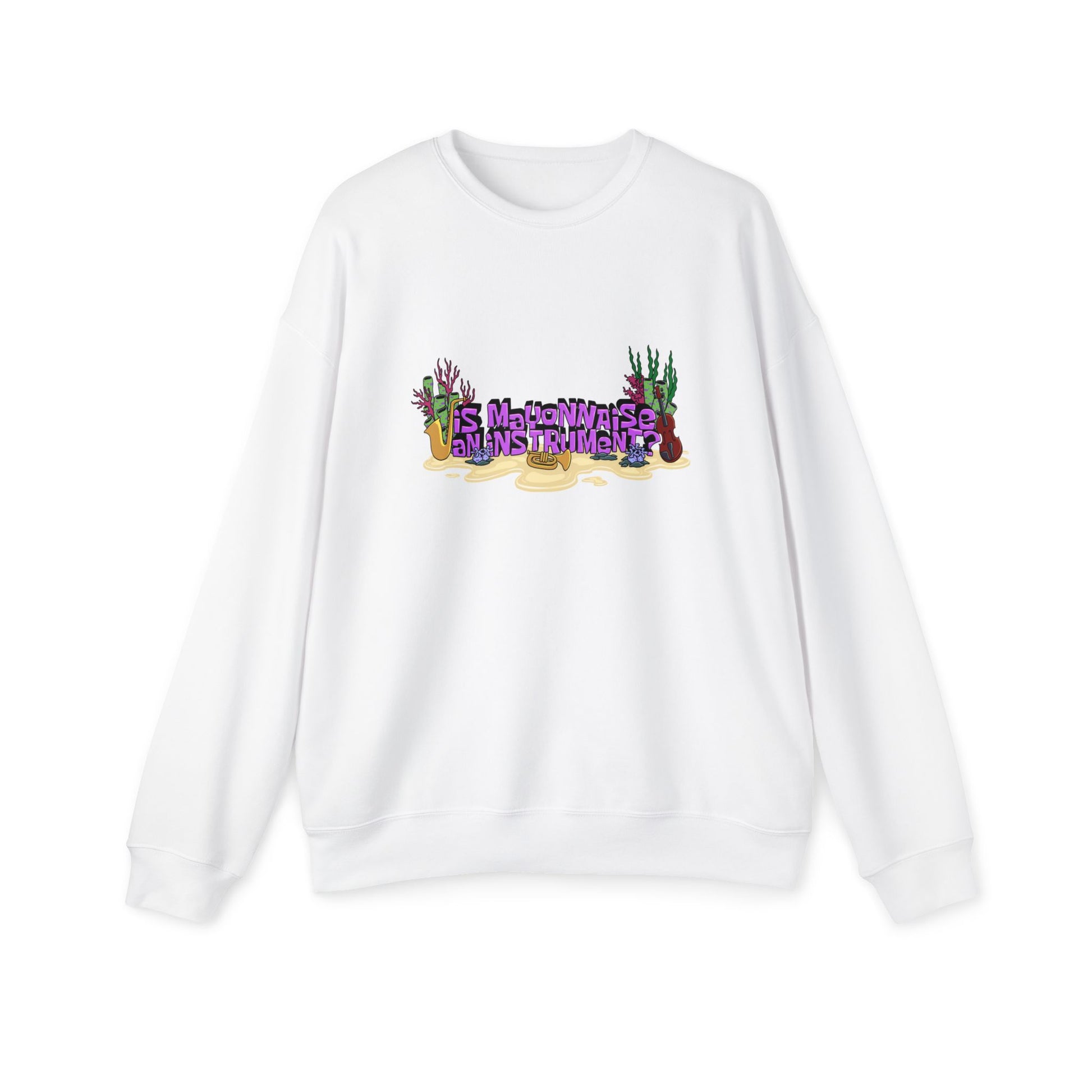 Is Mayonnaise an Instrument Nostalgic Cartoon Sweatshirt White