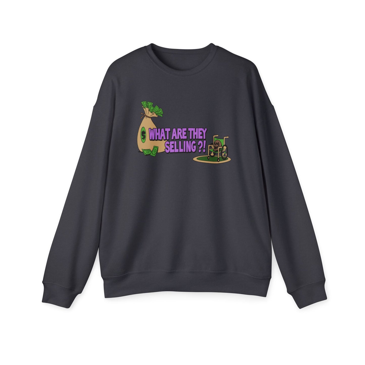What Are They Selling Nostalgic Cartoon Sweatshirt Dark Grey
