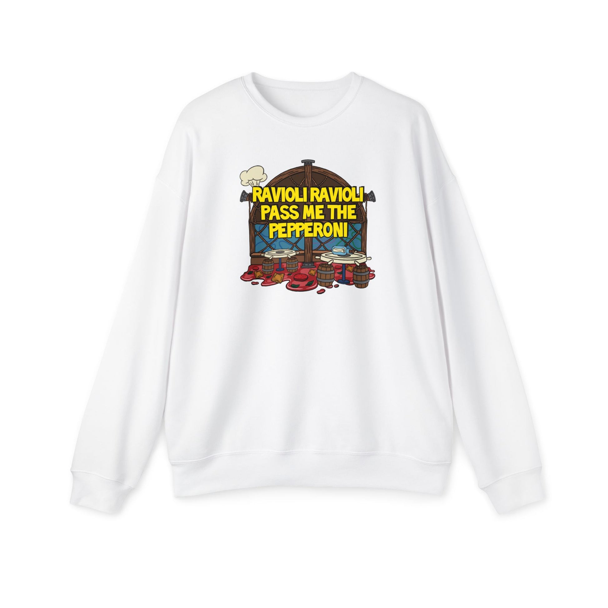 Ravioli Ravioli Nostalgic Cartoon Sweatshirt White